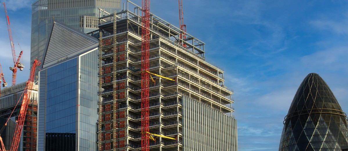 Modern skyline of finance district at City of London