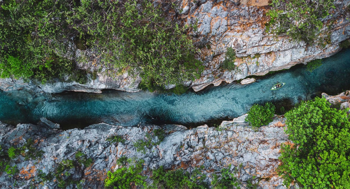 Canoe on river