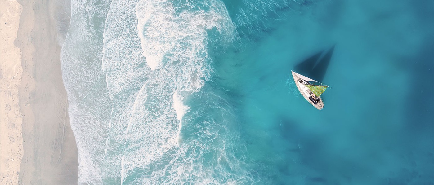 Birdseye view of sailboat