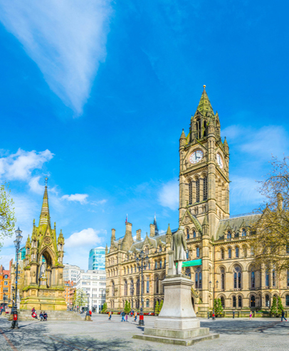 View of the town hall in Manchester, UK